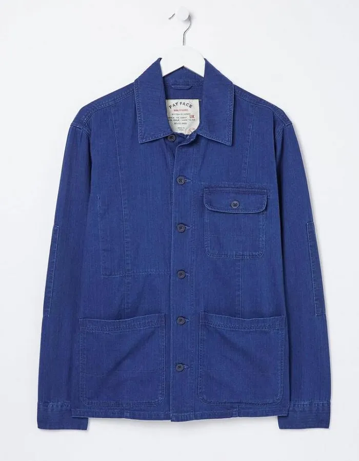 Men FatFace Tall Collection Worker Jacket Indigo Blue
