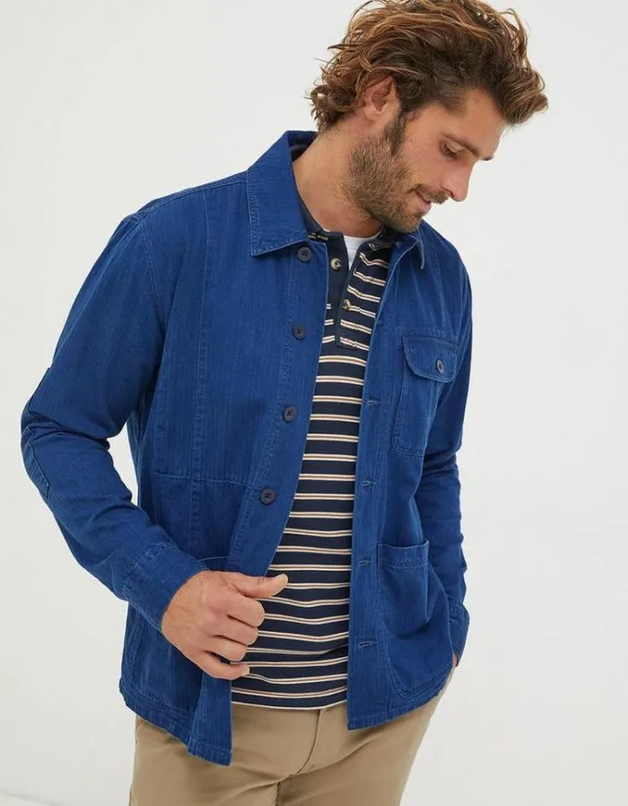 Men FatFace Tall Collection Worker Jacket Indigo Blue
