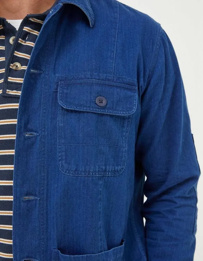 Men FatFace Tall Collection Worker Jacket Indigo Blue