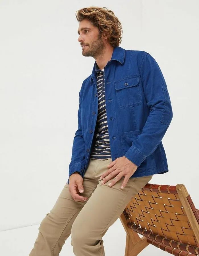 Men FatFace Tall Collection Worker Jacket Indigo Blue