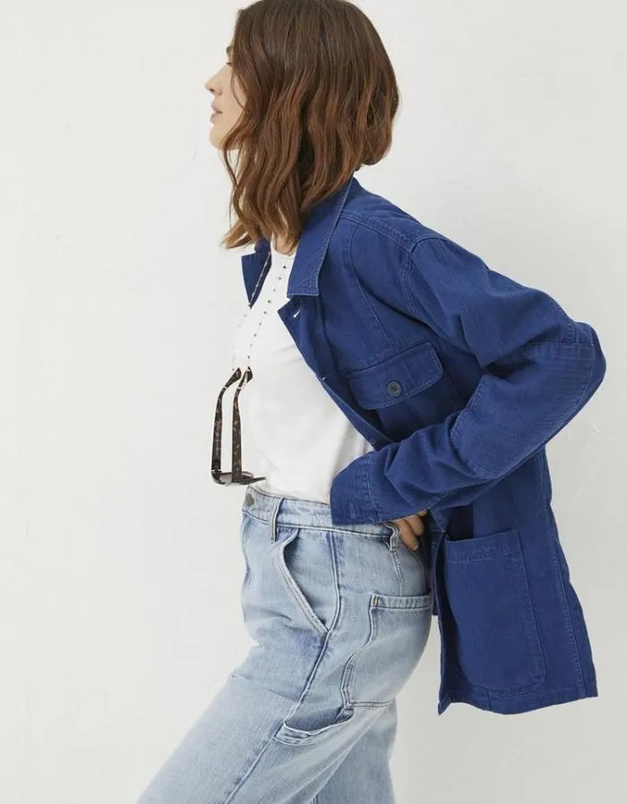 Men FatFace Tall Collection Worker Jacket Indigo Blue