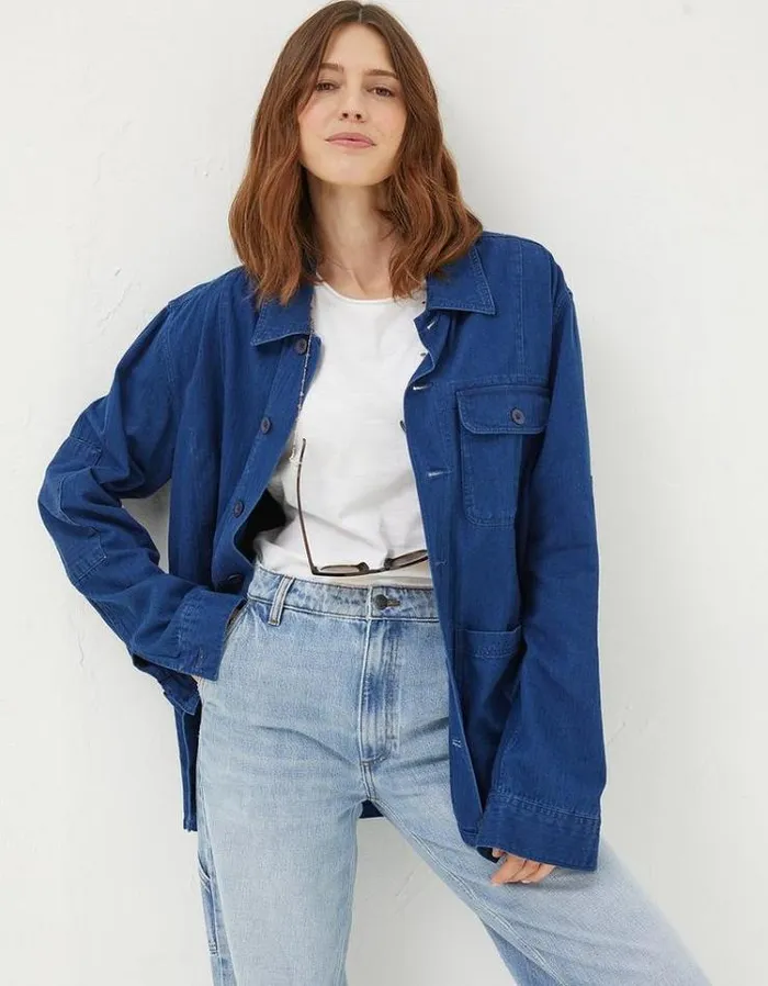 Men FatFace Tall Collection Worker Jacket Indigo Blue