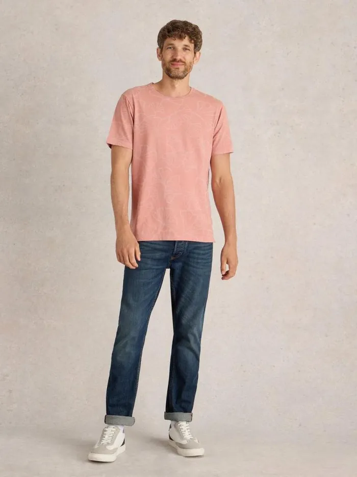 Men Floral Printed Tee Pink Print White Stuff TShirts