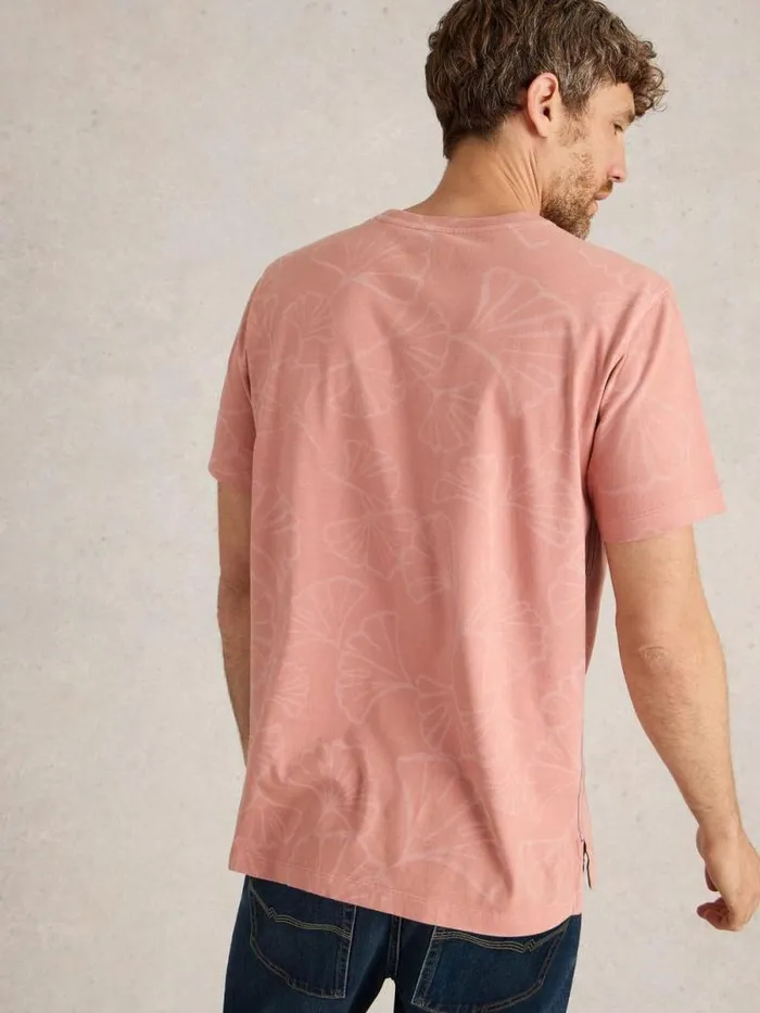 Men Floral Printed Tee Pink Print White Stuff TShirts