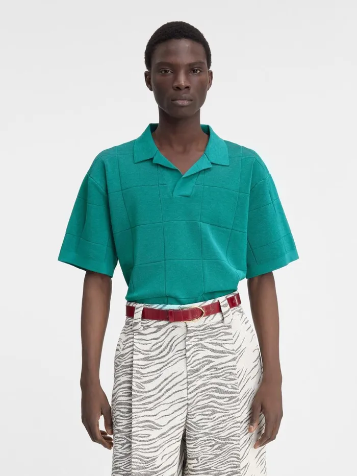 Men Knits JACQUEMUS The Bacino Polo Shirt Turquoise Men Knits JACQUEMUS The Bacino Polo Shirt Turquoise