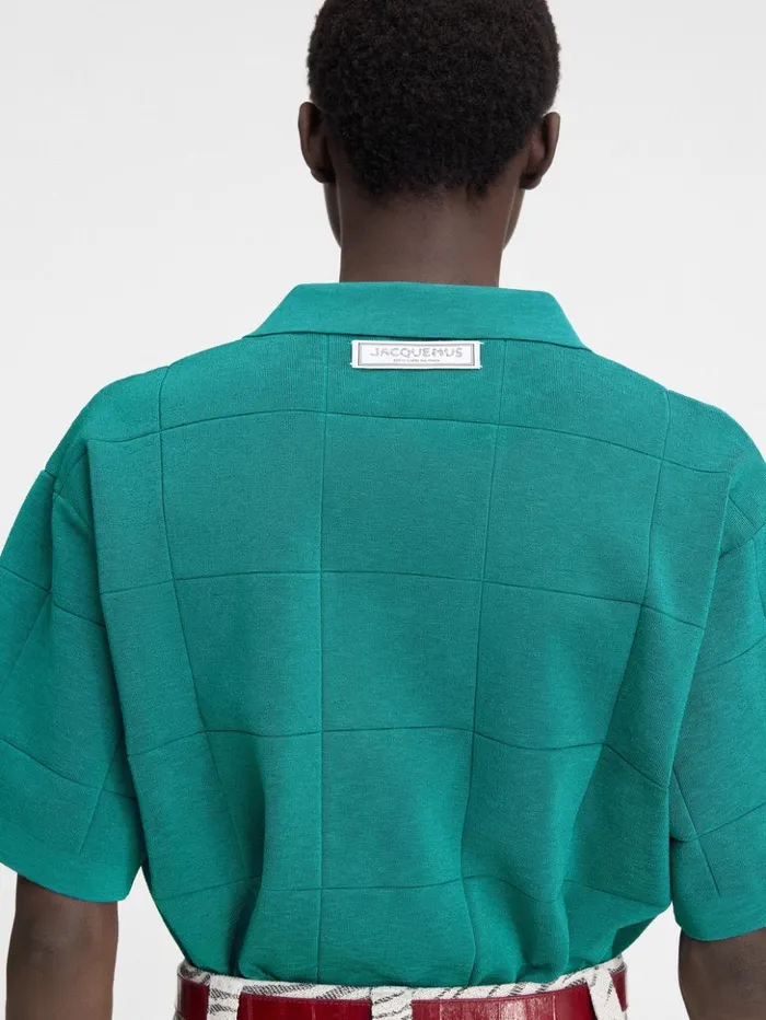 Men Knits JACQUEMUS The Bacino Polo Shirt Turquoise Men Knits JACQUEMUS The Bacino Polo Shirt Turquoise