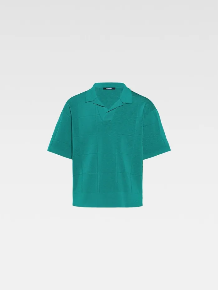 Men Knits JACQUEMUS The Bacino Polo Shirt Turquoise Men Knits JACQUEMUS The Bacino Polo Shirt Turquoise