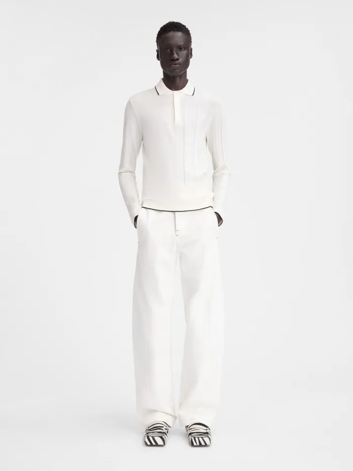 Men Knits JACQUEMUS The Tricot Longsleeve Polo Shirt Offwhite