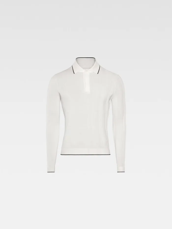 Men Knits JACQUEMUS The Tricot Longsleeve Polo Shirt Offwhite