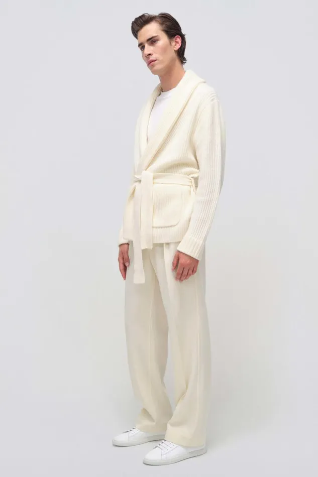 Men Knitwear Jonathan Simkhai Nicolai Cardigan Ivory Shawl Collar Cardigan Men Knitwear Jonathan Simkhai Nicolai Cardigan Ivory Shawl Collar Cardigan