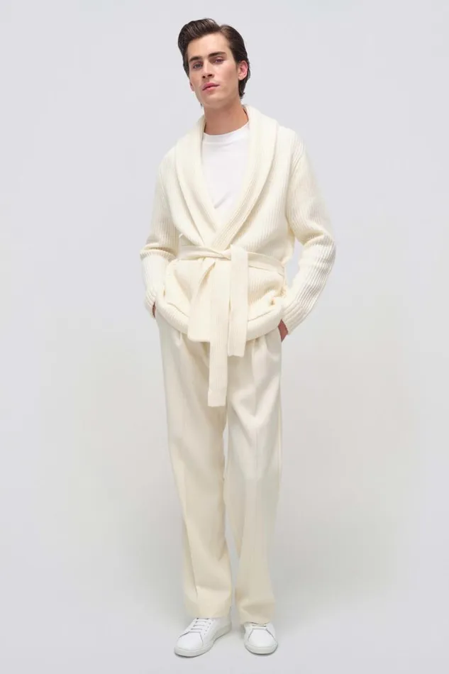 Men Knitwear Jonathan Simkhai Nicolai Cardigan Ivory Shawl Collar Cardigan Men Knitwear Jonathan Simkhai Nicolai Cardigan Ivory Shawl Collar Cardigan