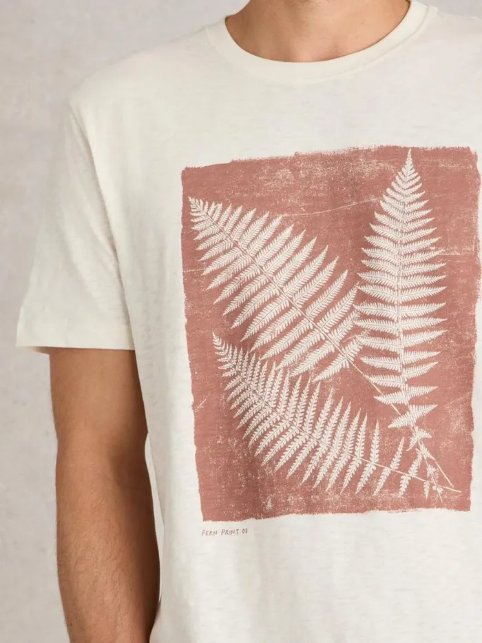 Men Leaf Graphic Tee Natural Print White Stuff TShirts Men Leaf Graphic Tee Natural Print White Stuff TShirts