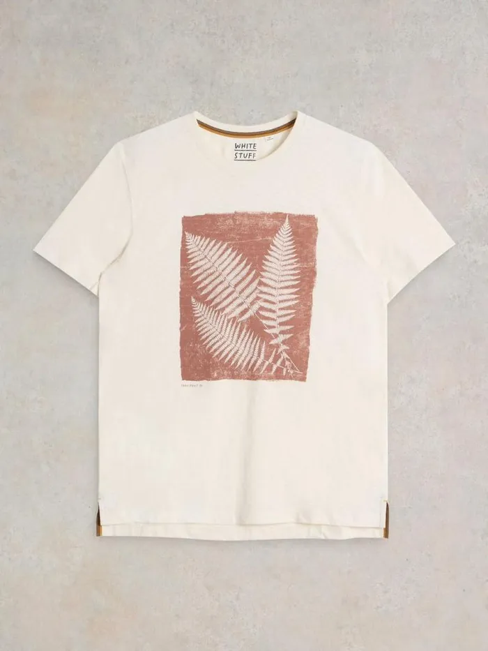Men Leaf Graphic Tee Natural Print White Stuff TShirts Men Leaf Graphic Tee Natural Print White Stuff TShirts