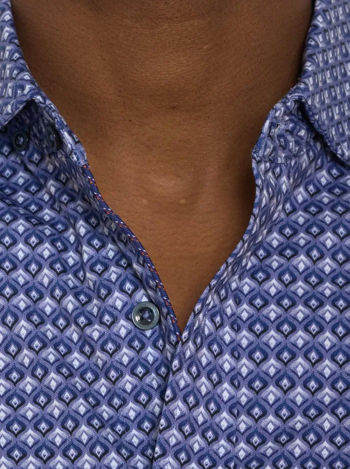 Men Long Sleeve Button Down Shirts Robert Graham BERNARDI MOTION LONG SLEEVE KNIT BUTTON DOWN SHIRT Blue