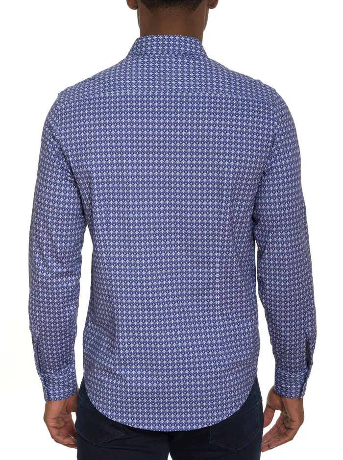 Men Long Sleeve Button Down Shirts Robert Graham BERNARDI MOTION LONG SLEEVE KNIT BUTTON DOWN SHIRT Blue