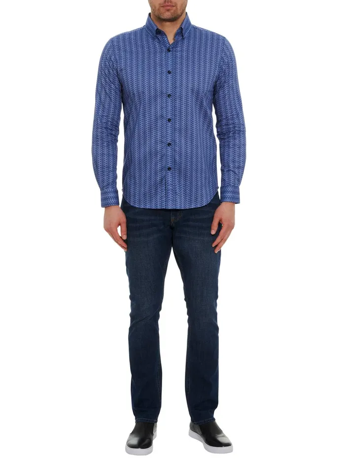 Men Long Sleeve Button Down Shirts Robert Graham DOMENIC LONG SLEEVE BUTTON DOWN SHIRT Navy
