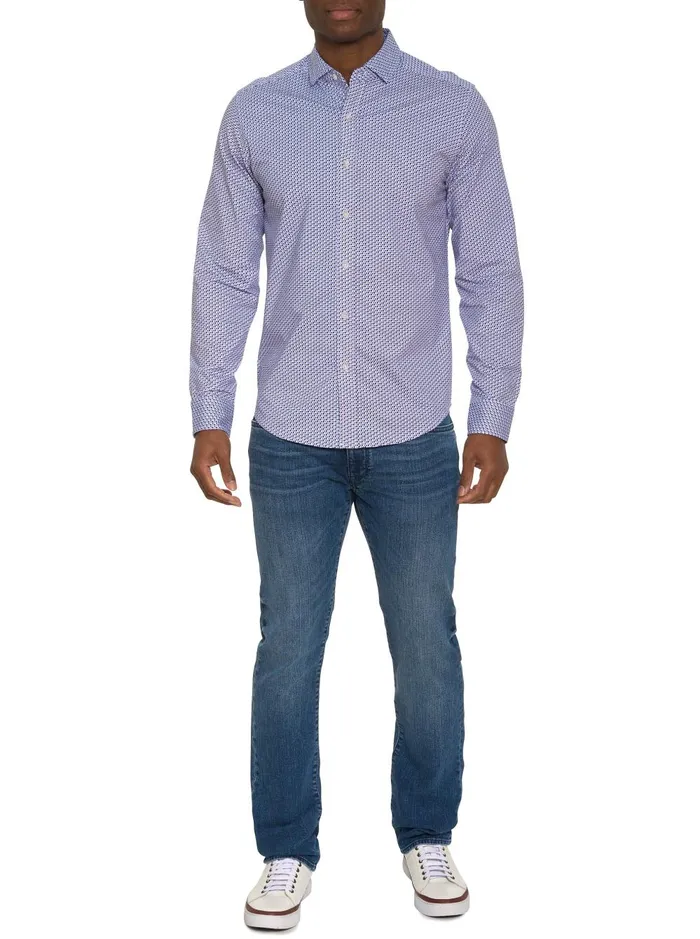 Men Long Sleeve Button Down Shirts Robert Graham DURANTE MOTION LONG SLEEVE KNIT BUTTON DOWN SHIRT Multi