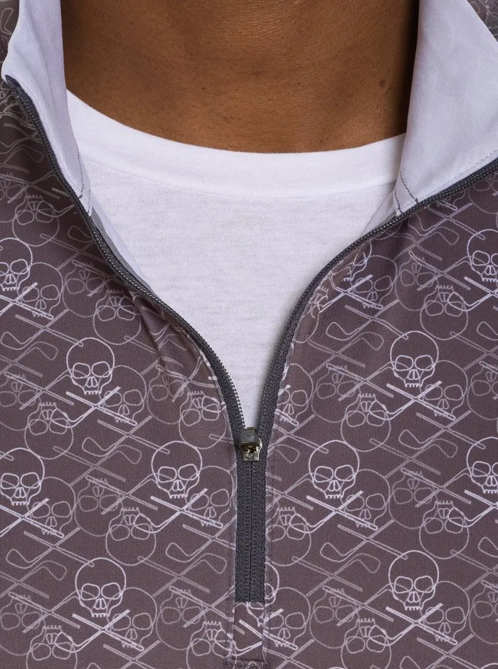 Men Long Sleeve Button Down Shirts Robert Graham IRON SKULL LONG SLEEVE KNIT SHIRT Grey