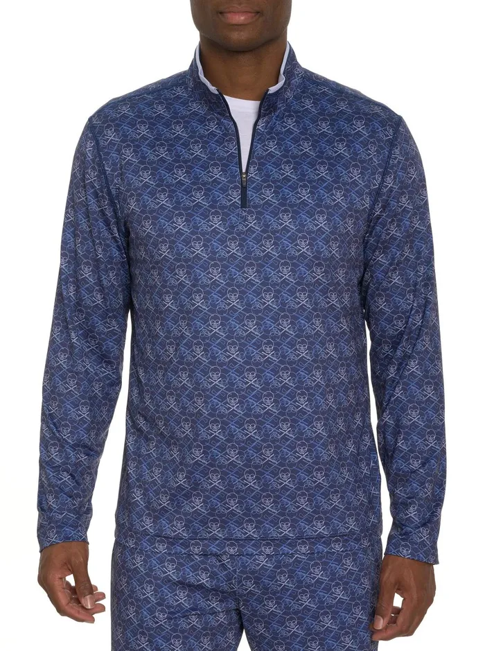 Men Long Sleeve Button Down Shirts Robert Graham IRON SKULL LONG SLEEVE KNIT SHIRT Grey