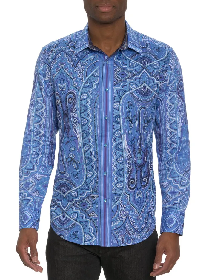 Men Long Sleeve Button Down Shirts Robert Graham LIMITED EDITION SINGING THE BLUES LONG SLEEVE BUTTON DOWN SHIRT Blue