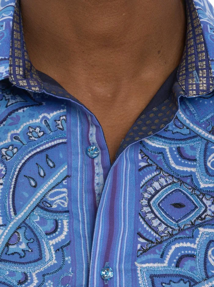 Men Long Sleeve Button Down Shirts Robert Graham LIMITED EDITION SINGING THE BLUES LONG SLEEVE BUTTON DOWN SHIRT Blue