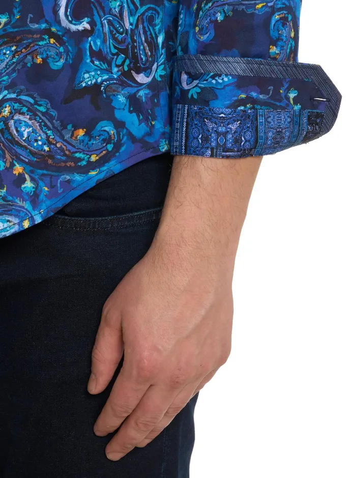 Men Long Sleeve Button Down Shirts Robert Graham TANGIER LONG SLEEVE BUTTON DOWN SHIRT Blue