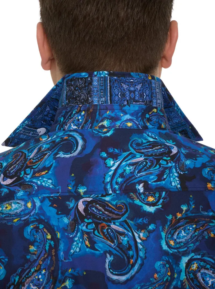 Men Long Sleeve Button Down Shirts Robert Graham TANGIER LONG SLEEVE BUTTON DOWN SHIRT Blue