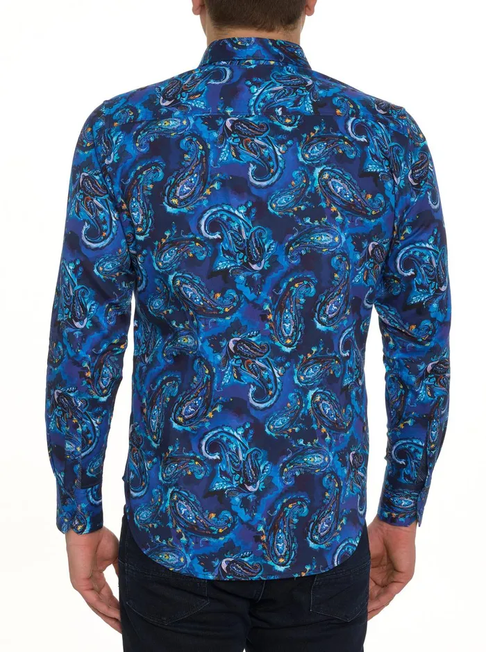 Men Long Sleeve Button Down Shirts Robert Graham TANGIER LONG SLEEVE BUTTON DOWN SHIRT Blue
