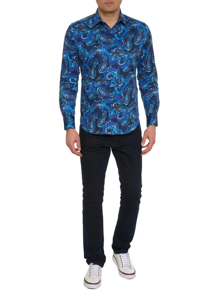 Men Long Sleeve Button Down Shirts Robert Graham TANGIER LONG SLEEVE BUTTON DOWN SHIRT Blue