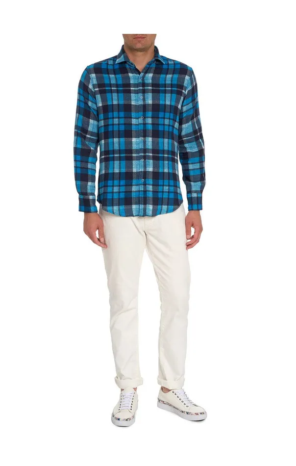 Men Long Sleeve Button Down Shirts Robert Graham TREMBLAY REVERSIBLE LONG SLEEVE BUTTON DOWN SHIRT Blue
