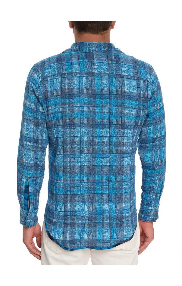 Men Long Sleeve Button Down Shirts Robert Graham TREMBLAY REVERSIBLE LONG SLEEVE BUTTON DOWN SHIRT Blue