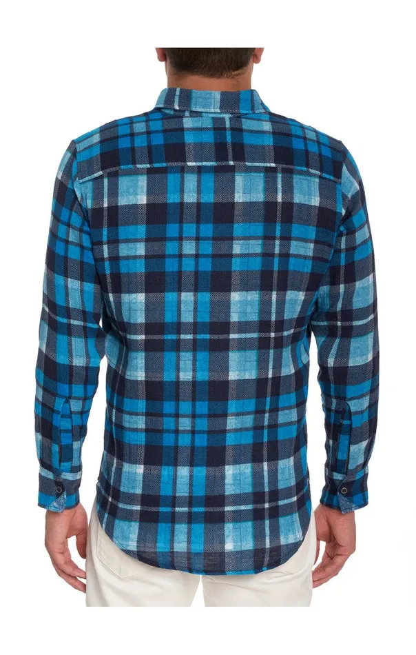 Men Long Sleeve Button Down Shirts Robert Graham TREMBLAY REVERSIBLE LONG SLEEVE BUTTON DOWN SHIRT Blue