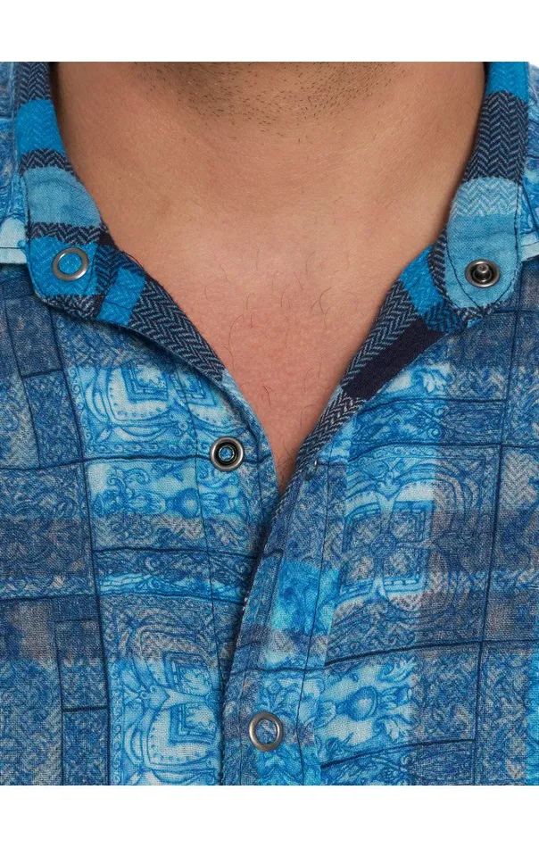 Men Long Sleeve Button Down Shirts Robert Graham TREMBLAY REVERSIBLE LONG SLEEVE BUTTON DOWN SHIRT Blue