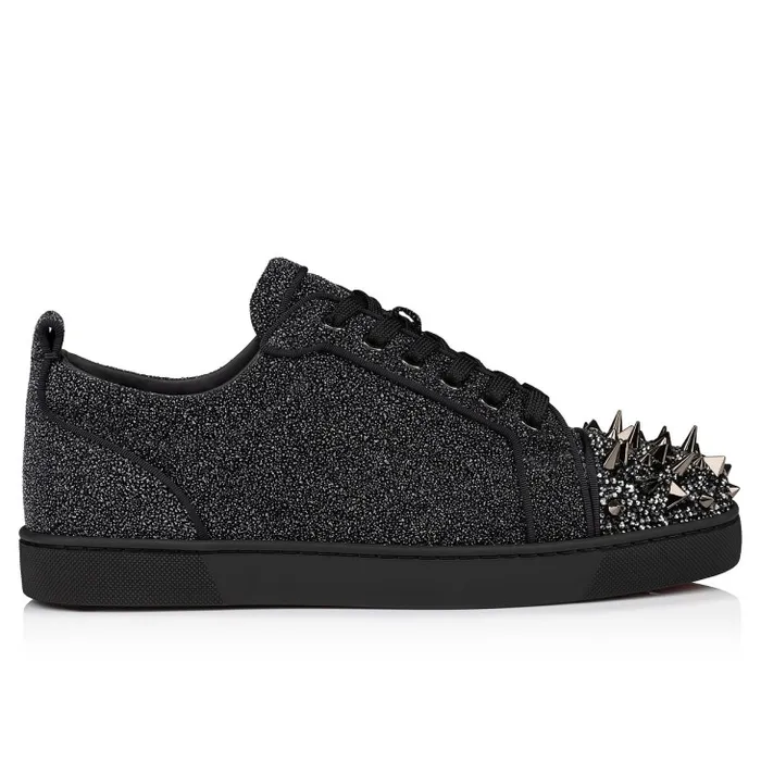 Men Louis Junior P Pik Pik Strass Sneakers 8211 Suede Leather Comete And Strass 8211 Black Christian Louboutin Sneakers