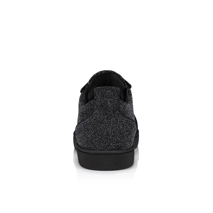 Men Louis Junior P Pik Pik Strass Sneakers 8211 Suede Leather Comete And Strass 8211 Black Christian Louboutin Sneakers