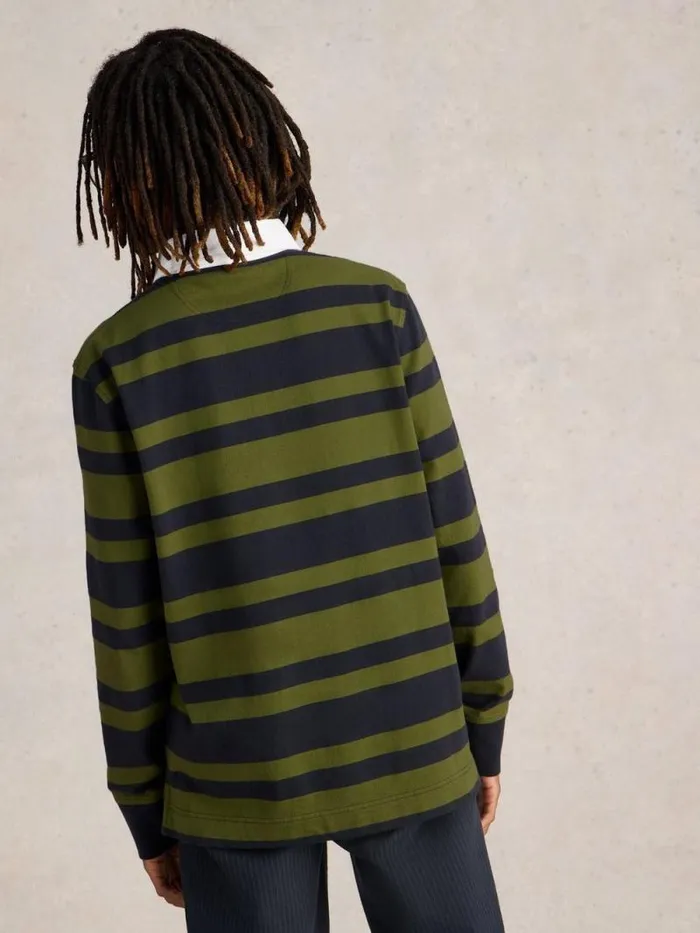 Men LS Stripe Rugby Shirt Green Multi White Stuff Loungewear Men LS Stripe Rugby Shirt Green Multi White Stuff Loungewear