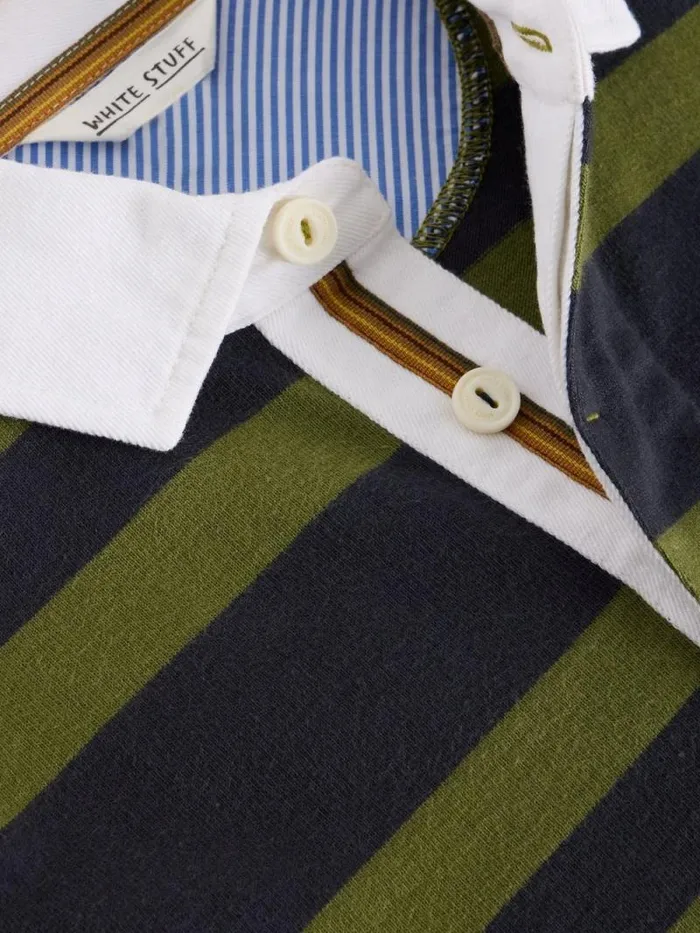 Men LS Stripe Rugby Shirt Green Multi White Stuff Loungewear Men LS Stripe Rugby Shirt Green Multi White Stuff Loungewear