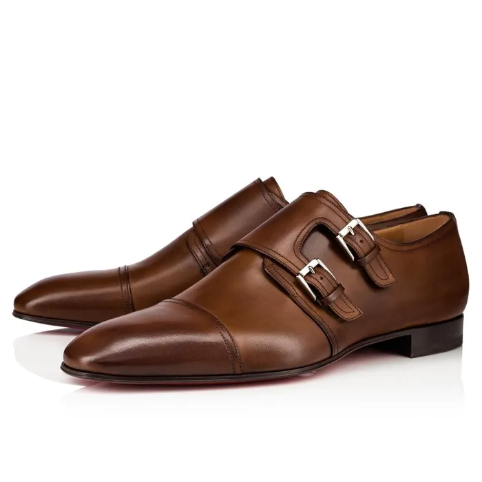 Men Mortimer Buckle Shoes 8211 Patinated Calf Leather 8211 Havane Christian Louboutin Buckles and Laceups