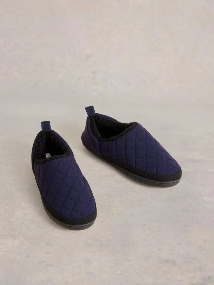 Men Nylon Puffer Slipper Dark Navy White Stuff Loungewear
