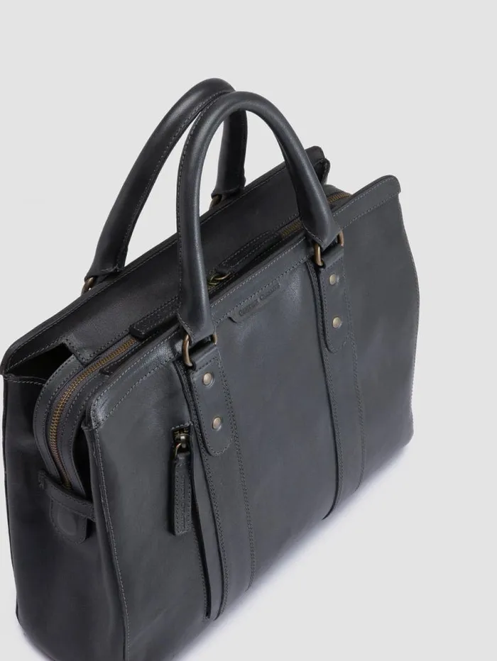 Men Officine Creative Accessories RARE 046 Grey Leather Briefcase Men Officine Creative Accessories RARE 046 Grey Leather Briefcase