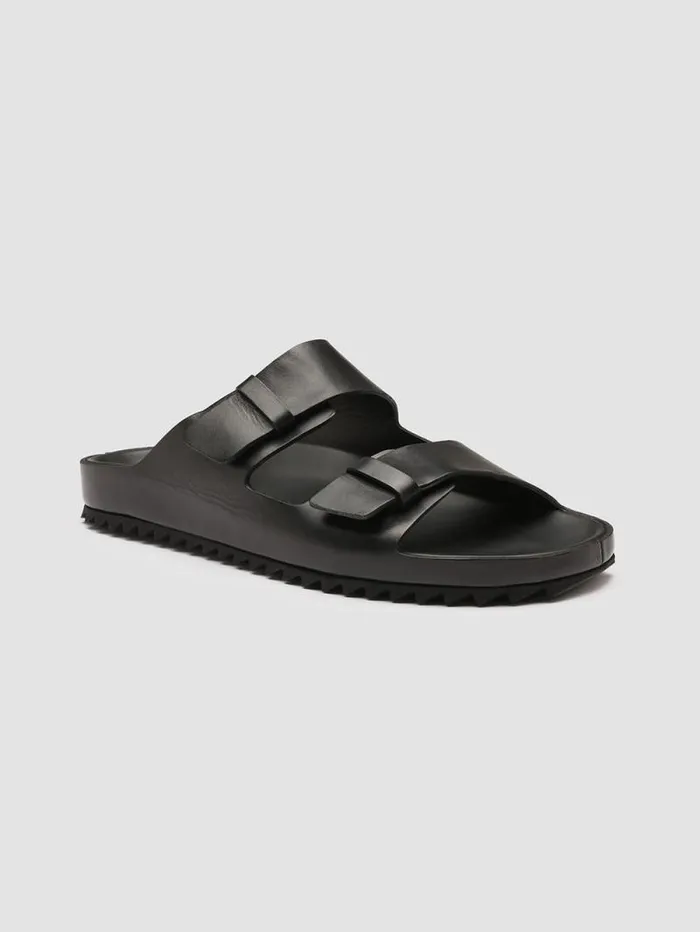 Men Officine Creative Footwear AGORA039 002 Black Leather Sandals