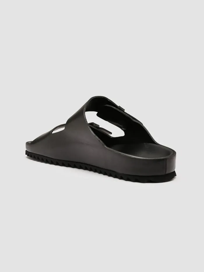 Men Officine Creative Footwear AGORA039 002 Black Leather Sandals