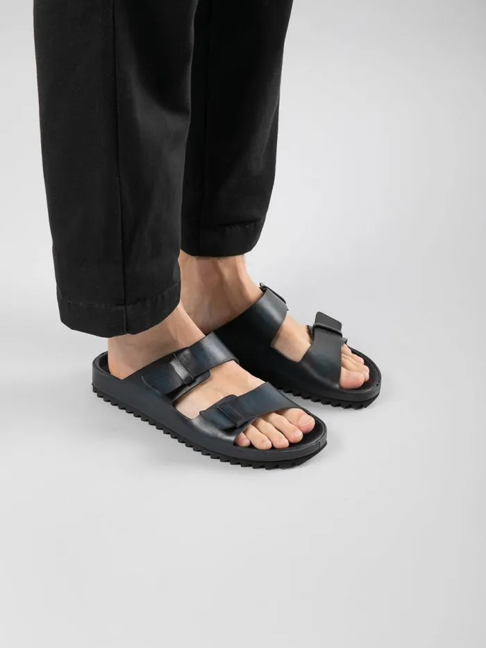 Men Officine Creative Footwear AGORA039 002 Black Leather Sandals