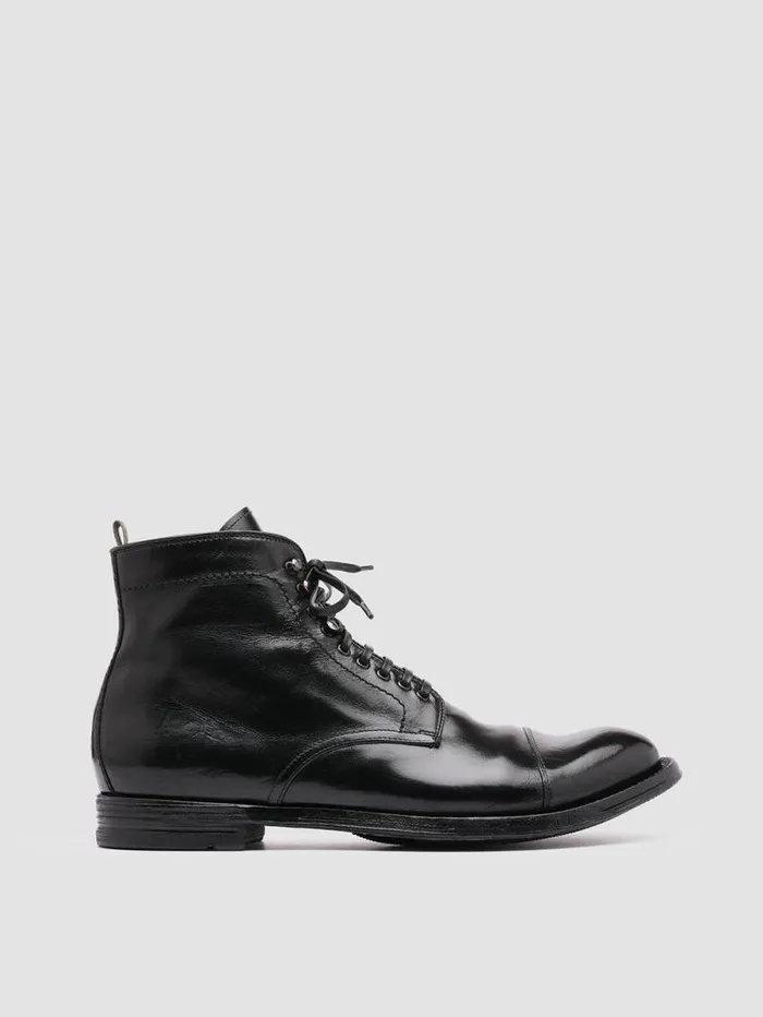 Men Officine Creative Footwear ANATOMIA 016 Black Leather Ankle Boots