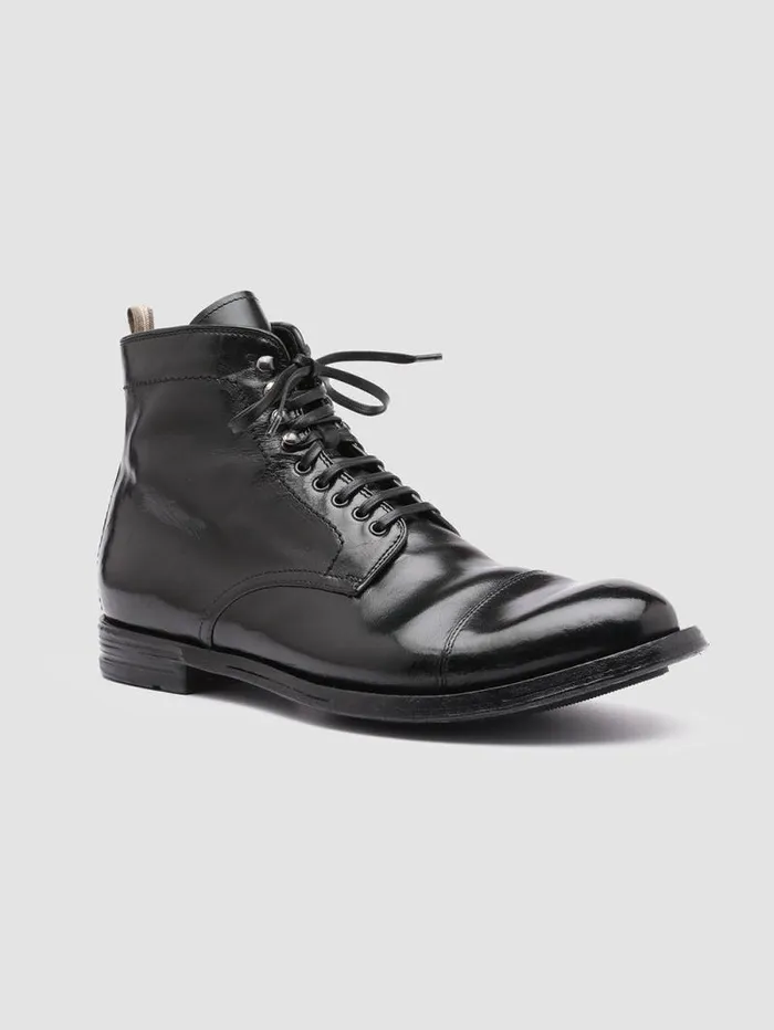 Men Officine Creative Footwear ANATOMIA 016 Black Leather Ankle Boots