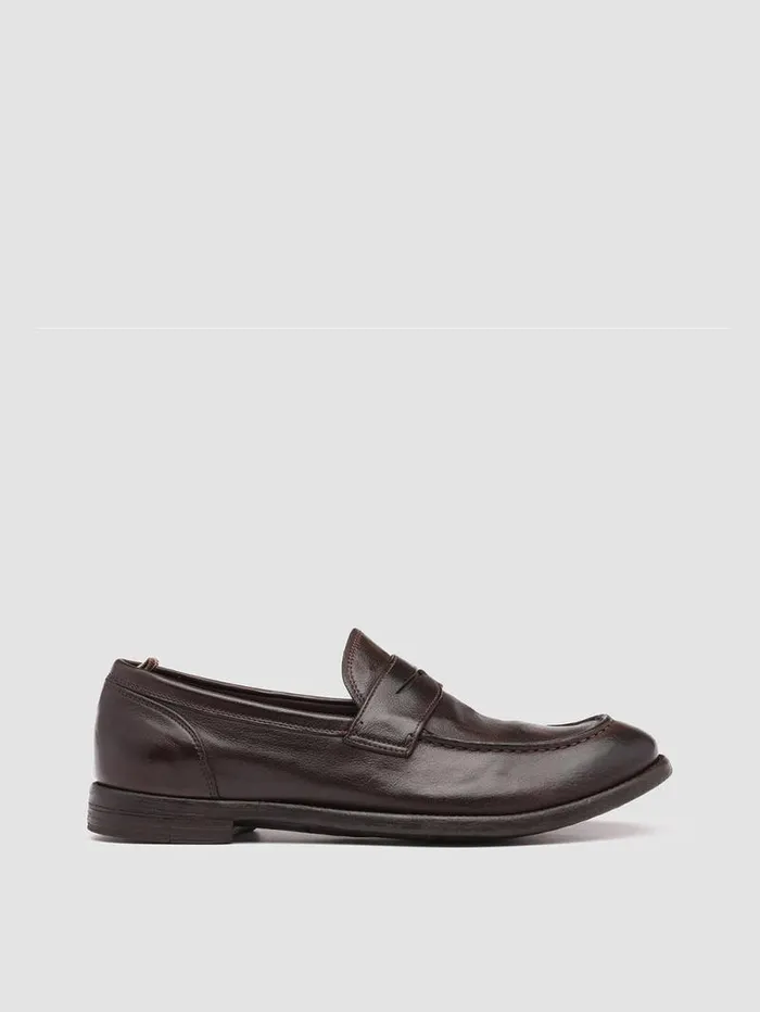 Men Officine Creative Footwear ARC 509 Brown Leather Penny Loafers
