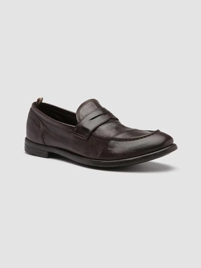 Men Officine Creative Footwear ARC 509 Brown Leather Penny Loafers