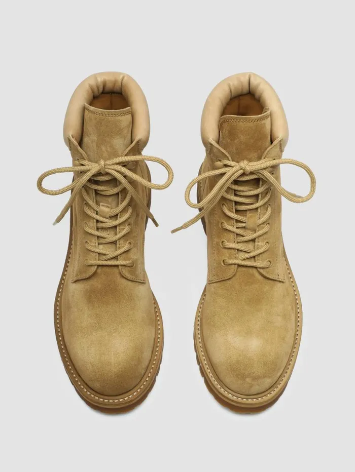 Men Officine Creative Footwear BOSS 002 Light Brown Suede And Leather Lace Up Boots Men Officine Creative Footwear BOSS 002 Light Brown Suede And Leather Lace Up Boots