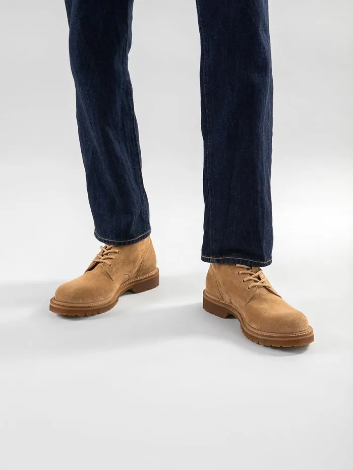 Men Officine Creative Footwear BOSS 002 Light Brown Suede And Leather Lace Up Boots Men Officine Creative Footwear BOSS 002 Light Brown Suede And Leather Lace Up Boots