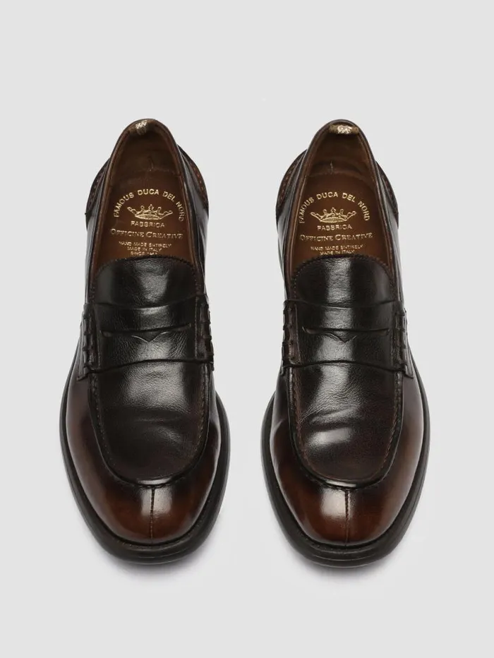 Men Officine Creative Footwear CHRONICLE 056 Brown Leather Penny Loafers Men Officine Creative Footwear CHRONICLE 056 Brown Leather Penny Loafers